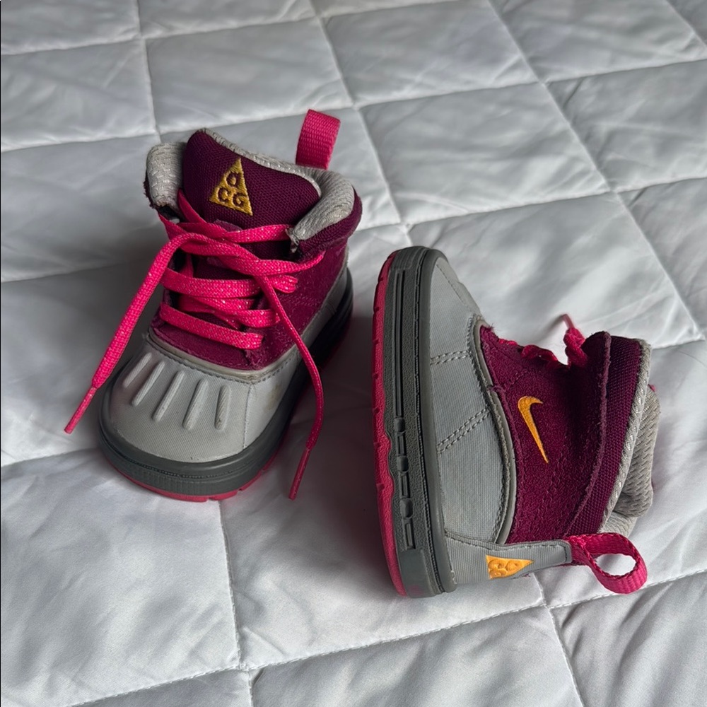 Nike Kids' Gray and Pink Boots